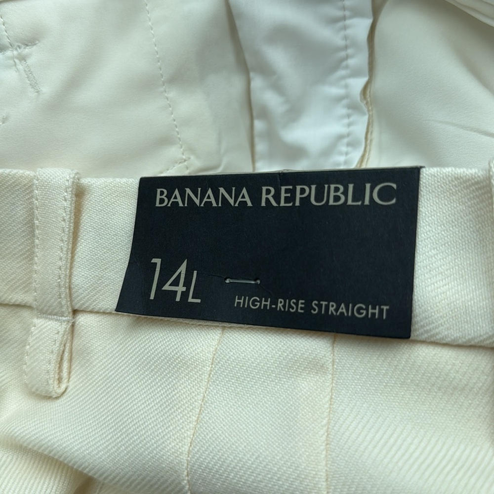 NWT! Banana Republic Transition Cream Lido Straight Italian Wool Pant - 14 LONG🩷 - Picture 7 of 8
